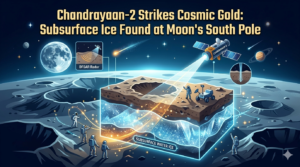 Feature image for chandrayaan-2 find water-ice on moon's subsurface.