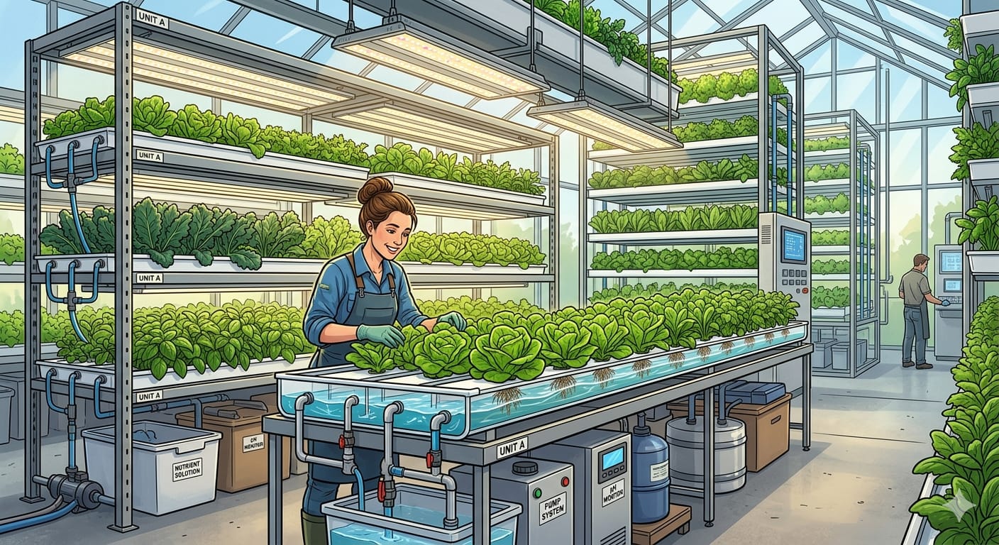 Illustration Image of hydroponic farming.
