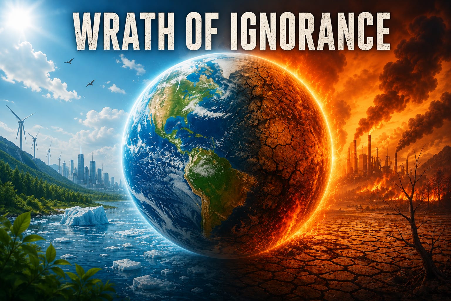 Illustration of climate change and global warming.